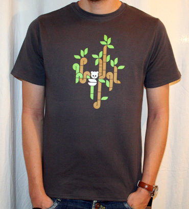 6 | <strong>Bambus T-Shirt:</strong> 3 farbiges Motiv mit Bambus und Bär auf dunkelgrauen Shirts. T-Shirts haben etwas körperbetonteren Schnitt und sind von Continental Clothing.